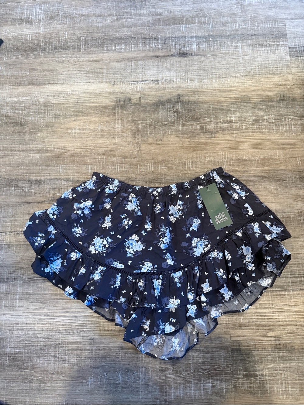 wild fable Navy Floral Ruffle Skort